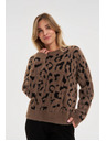 Moodo Pullover mit Leopardenmuster braun Moodo