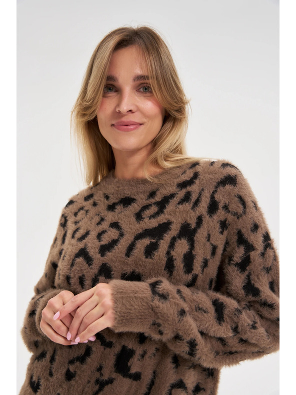 Moodo Pullover mit Leopardenmuster braun Moodo