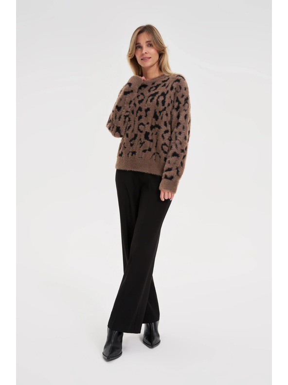 Moodo Pullover mit Leopardenmuster braun Moodo