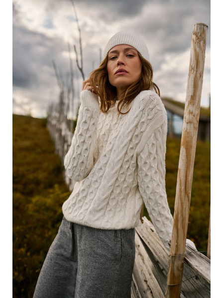Moodo Pullover mit dekorativer Strickerei beige Moodo