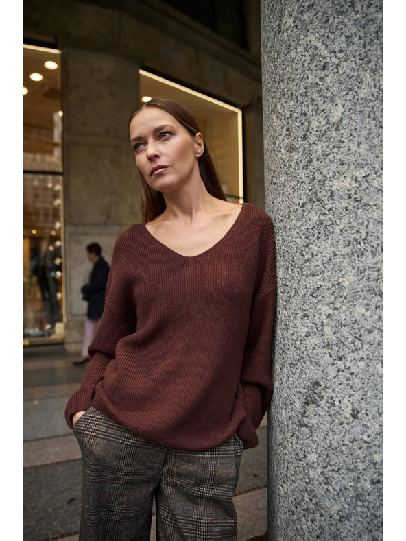 Moodo Pullover in einfachem Schnitt braun Moodo