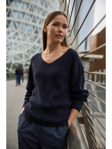 Moodo Pullover in einfachem Schnitt dunkelblau Moodo