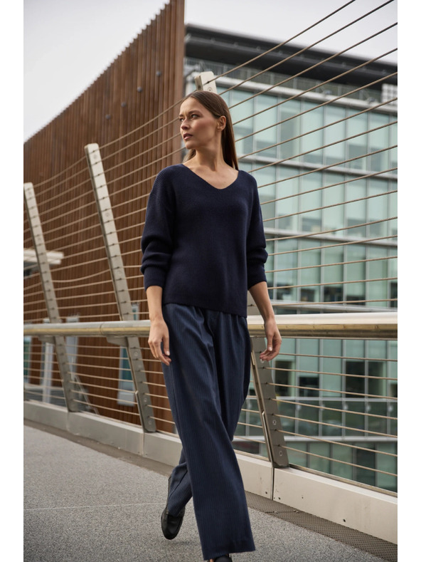 Moodo Pullover in einfachem Schnitt dunkelblau Moodo