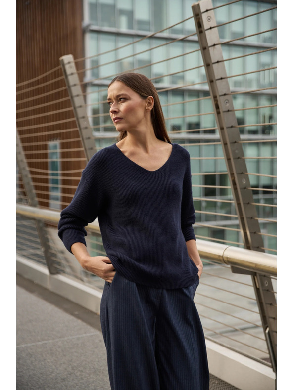 Moodo Pullover in einfachem Schnitt dunkelblau Moodo