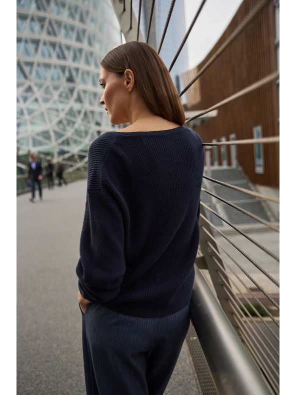 Moodo Pullover in einfachem Schnitt dunkelblau Moodo