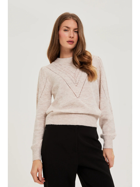 Moodo Beiger Pullover mit Ballonärmeln Moodo