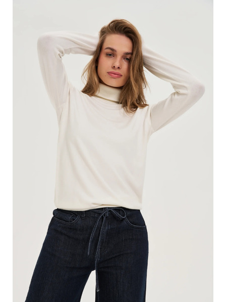 Moodo Glatter Rollkragenpullover weiß Moodo