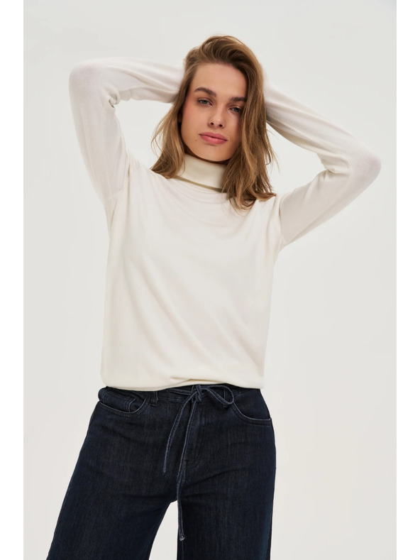 Moodo Glatter Rollkragenpullover weiß Moodo