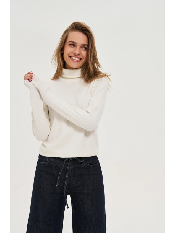 Moodo Glatter Rollkragenpullover weiß Moodo