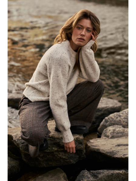 Moodo Pullover in einfachem Schnitt ecru Moodo