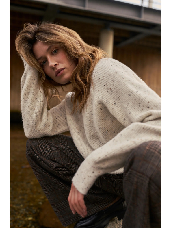 Moodo Pullover in einfachem Schnitt ecru Moodo