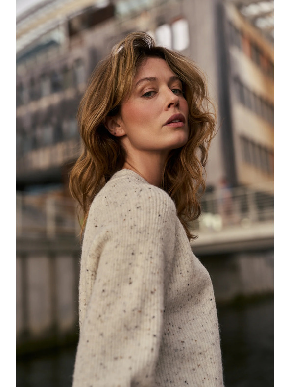 Moodo Pullover in einfachem Schnitt ecru Moodo