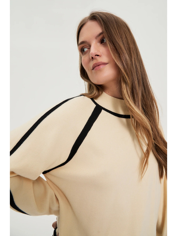 Moodo Pullover mit halbem Rollkragen beige Moodo