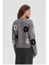 Moodo Pullover mit Blumenmuster grau Moodo