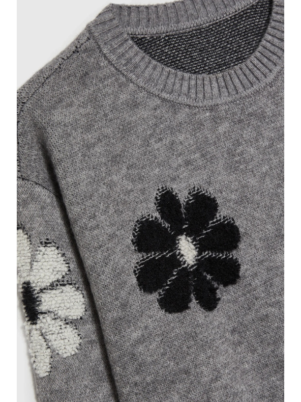 Moodo Pullover mit Blumenmuster grau Moodo