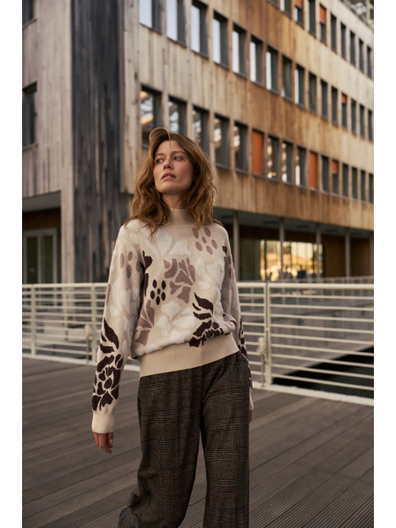 Moodo Gemusterter Pullover beige Moodo