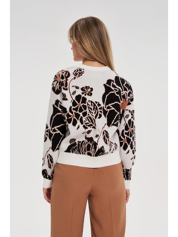 Moodo Beiger Pullover mit Blumen Moodo