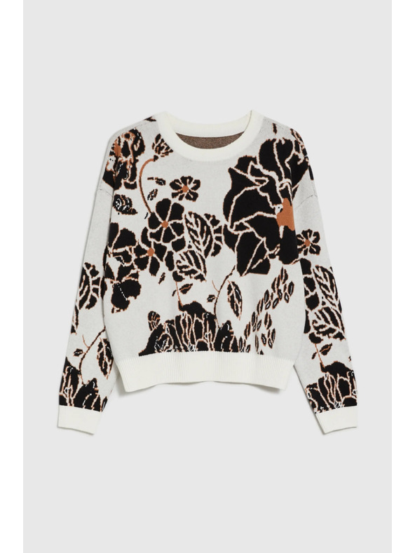 Moodo Beiger Pullover mit Blumen Moodo