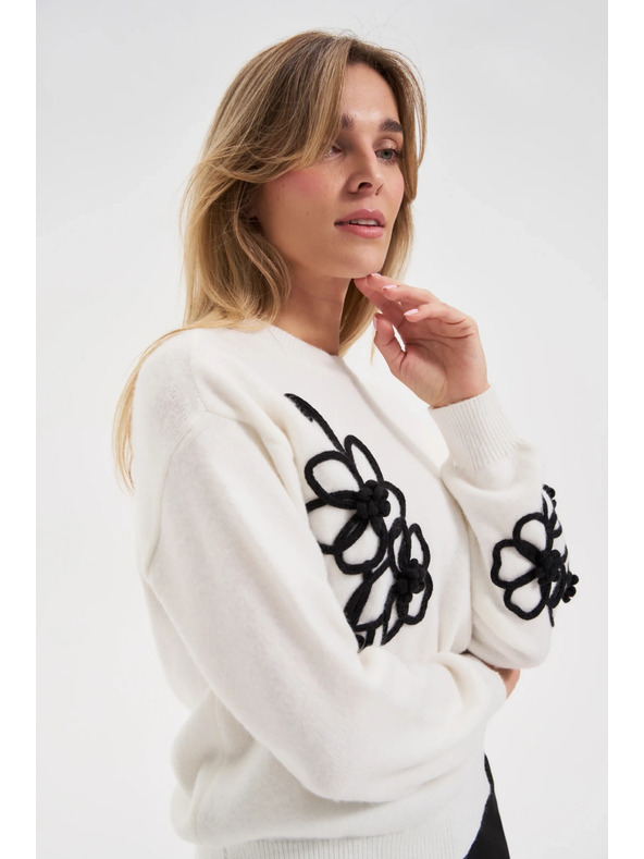 Moodo Weißer Pullover mit Applikation Moodo