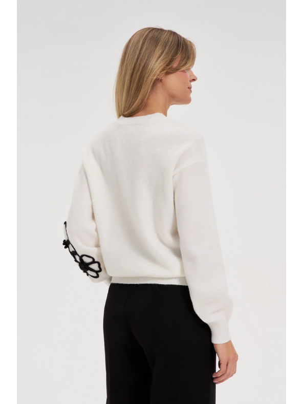 Moodo Weißer Pullover mit Applikation Moodo