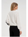 Moodo Weißer Pullover mit Applikation Moodo