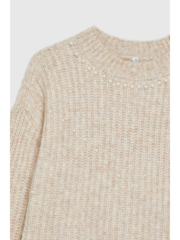 Moodo Pullover mit Perlen beige Moodo