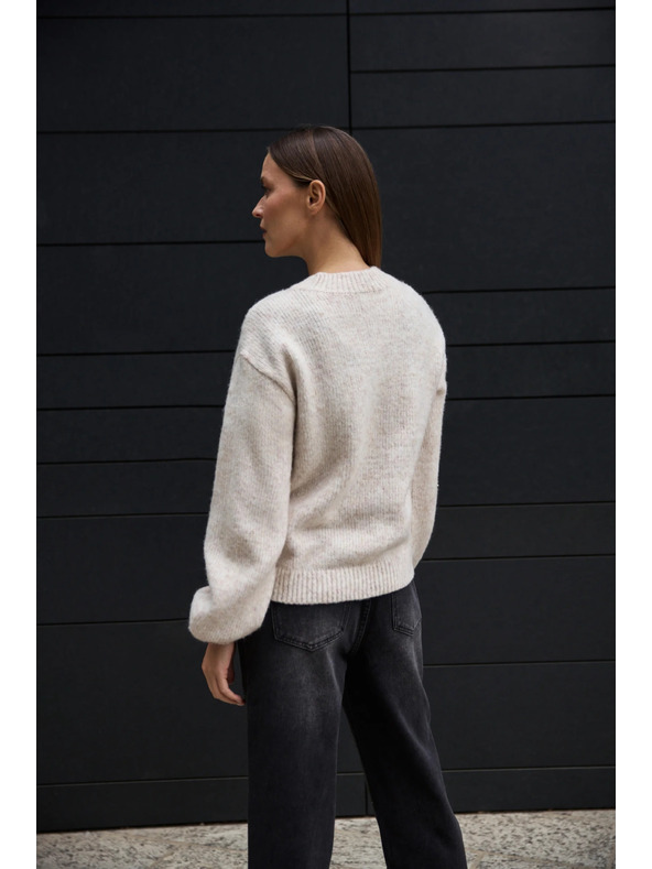 Moodo Beiger Pullover mit Applikation Moodo