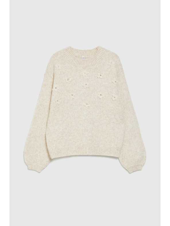 Moodo Beiger Pullover mit Applikation Moodo