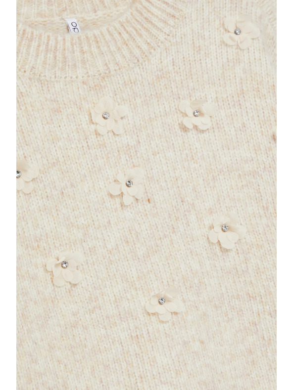 Moodo Beiger Pullover mit Applikation Moodo