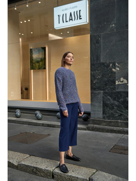 Moodo Pullover mit bunter Stickerei dunkelblau Moodo