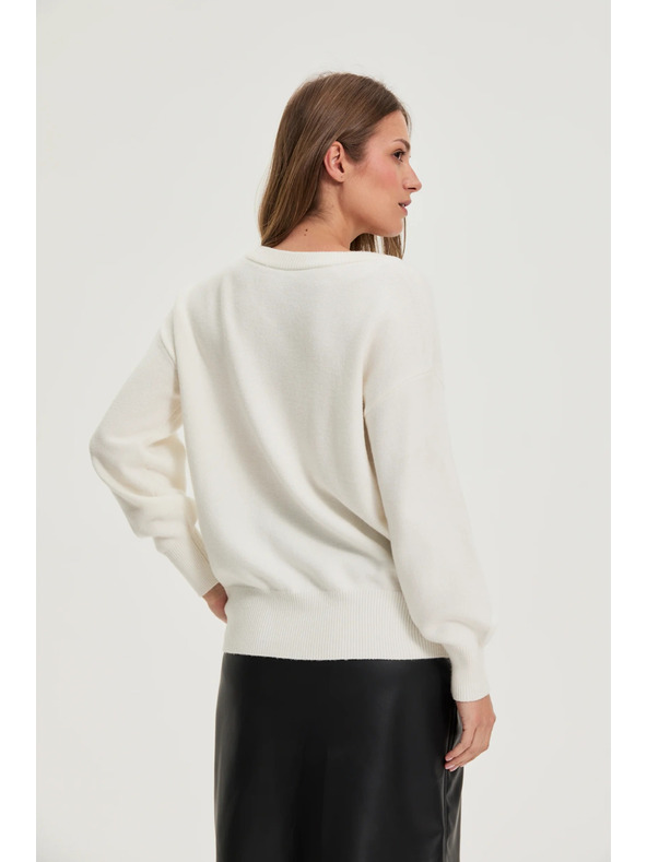 Moodo Weißer Pullover mit Pailletten Moodo