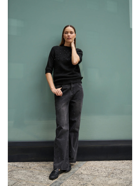 Moodo Pullover mit Perlen schwarz Moodo