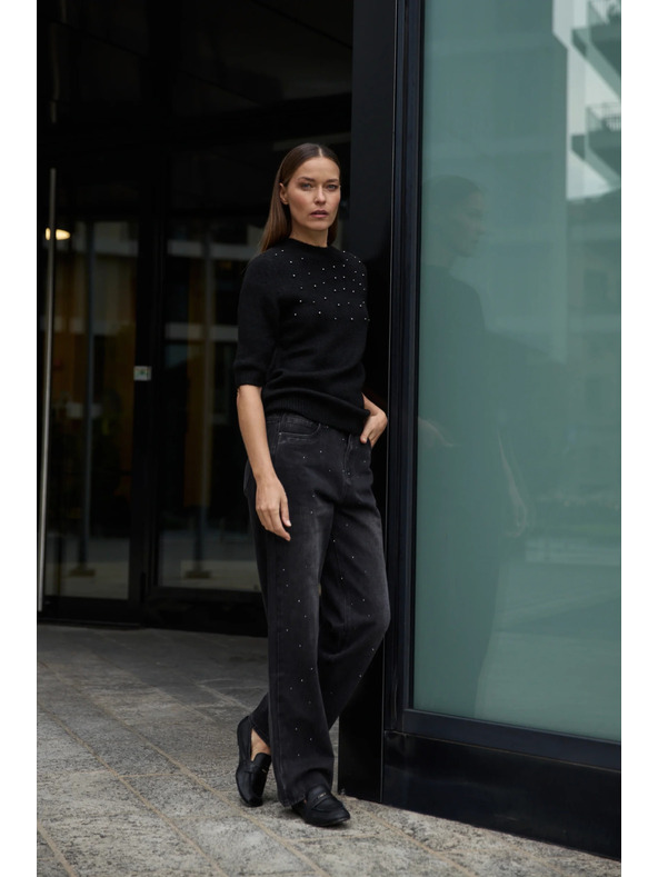 Moodo Pullover mit Perlen schwarz Moodo