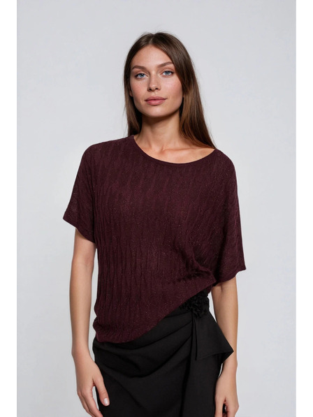 Moodo Brauner Pullover mit kurzen Ärmeln Moodo