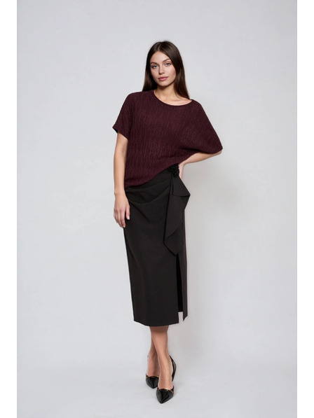 Moodo Brauner Pullover mit kurzen Ärmeln Moodo