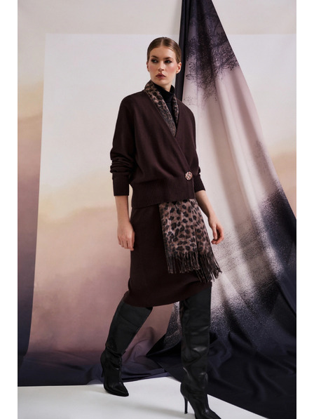 Moodo Brauner Cardigan mit dekorativer Knopf Moodo