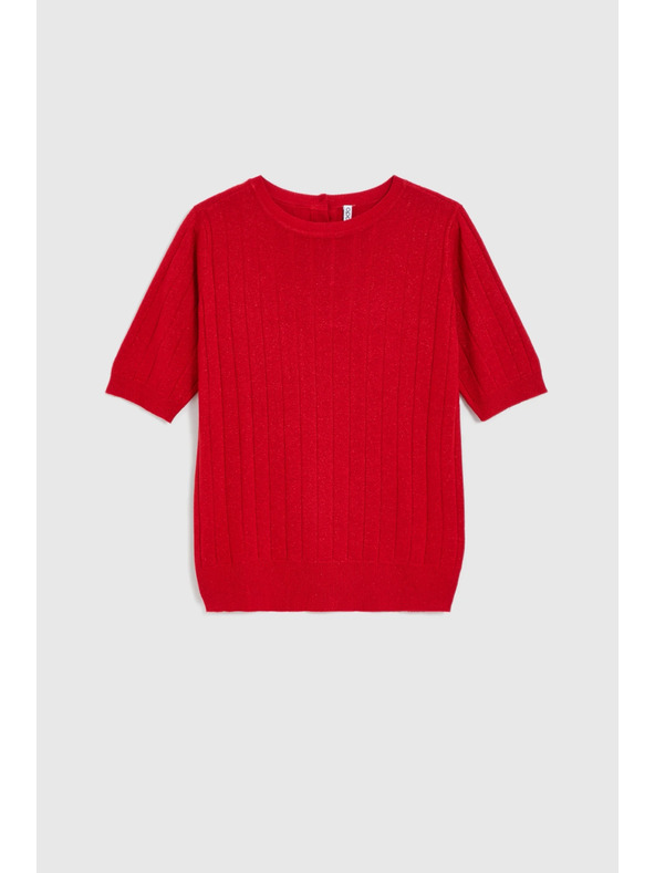 Moodo Roter Pullover mit kurzen Ärmeln Moodo