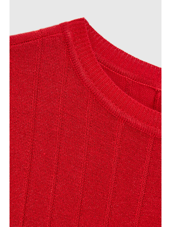 Moodo Roter Pullover mit kurzen Ärmeln Moodo