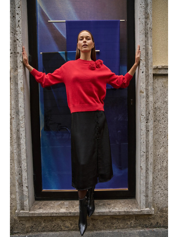 Moodo Pullover mit Rose rot Moodo