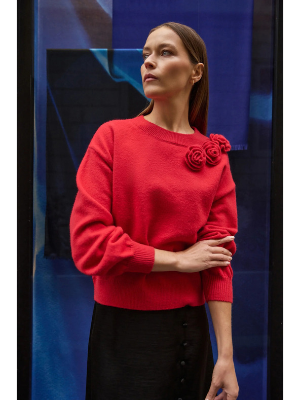 Moodo Pullover mit Rose rot Moodo