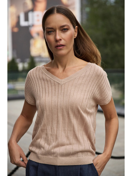 Moodo Pullover mit kurzen Ärmeln beige Moodo