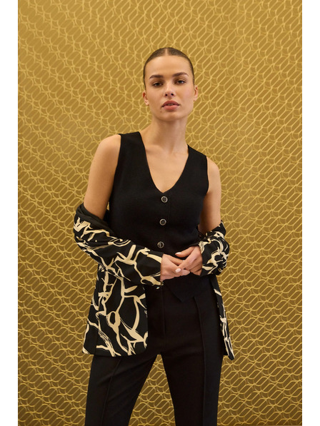 Moodo Gestrickte schwarze Weste Moodo