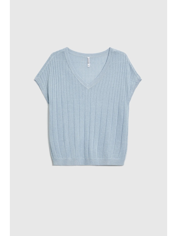 Moodo Hellblauer Pullover mit kurzen Ärmeln Moodo