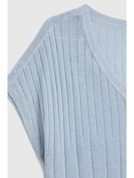 Moodo Hellblauer Pullover mit kurzen Ärmeln Moodo