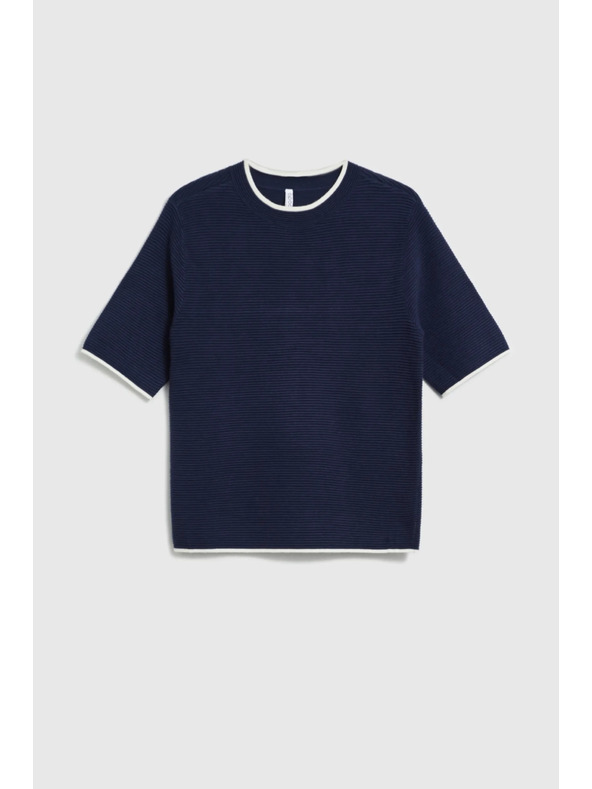 Moodo Dunkelblauer Pullover mit kurzen Ärmeln Moodo