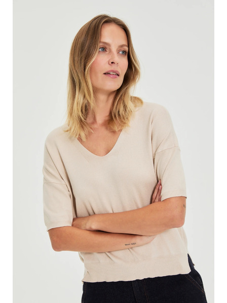 Moodo Pullover mit kurzen Ärmeln beige Moodo