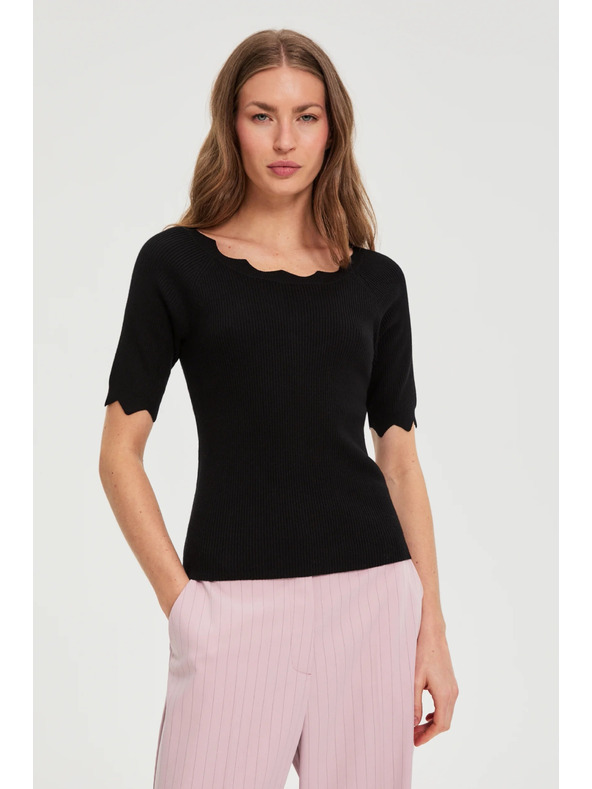 Moodo Figurbetonter schwarzer Pullover Moodo