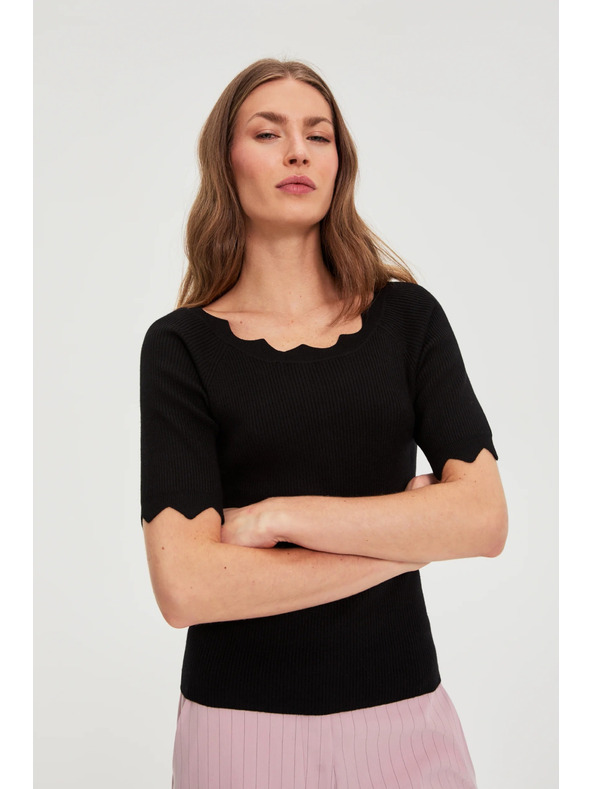 Moodo Figurbetonter schwarzer Pullover Moodo