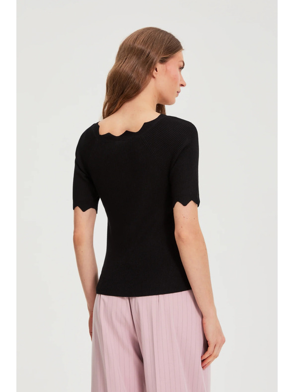 Moodo Figurbetonter schwarzer Pullover Moodo