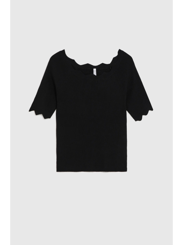 Moodo Figurbetonter schwarzer Pullover Moodo